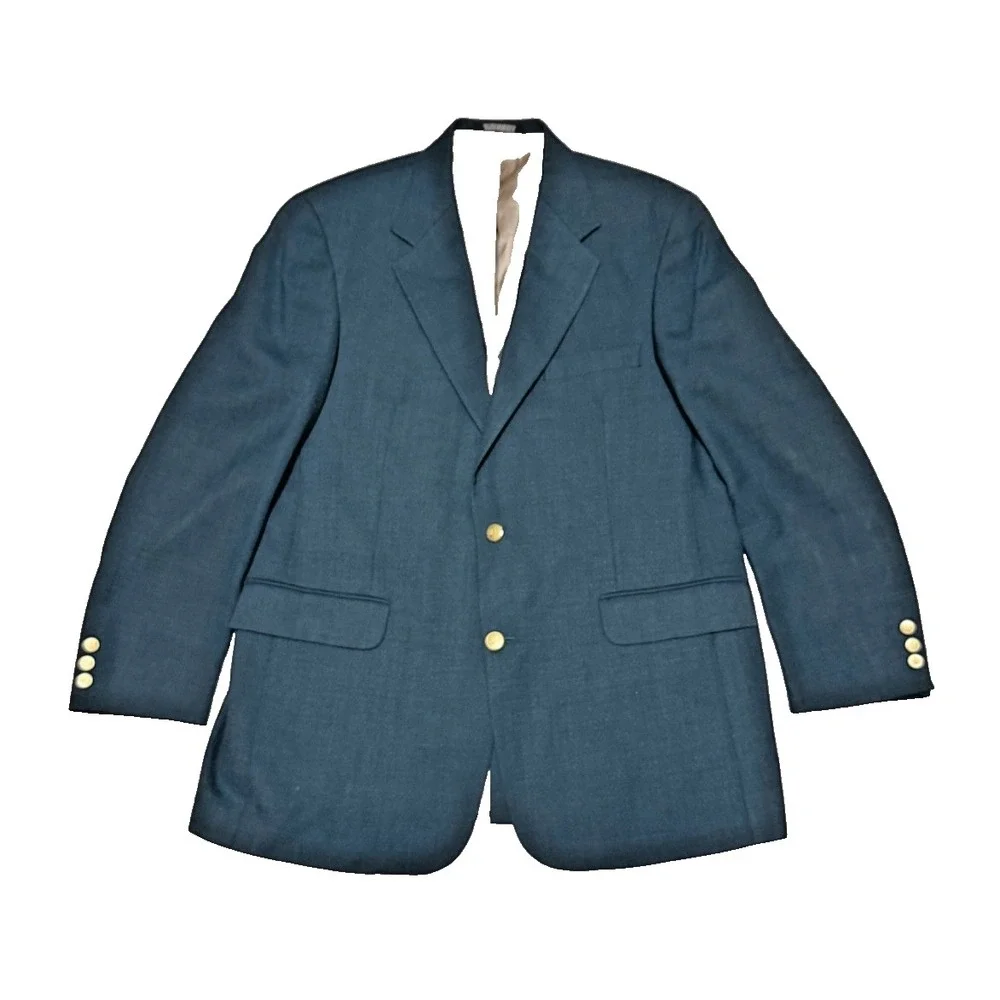 Men's Vintage Stafford Blazer Wool‎ Blend 2-Button Suit Jacket Coat 42R Green